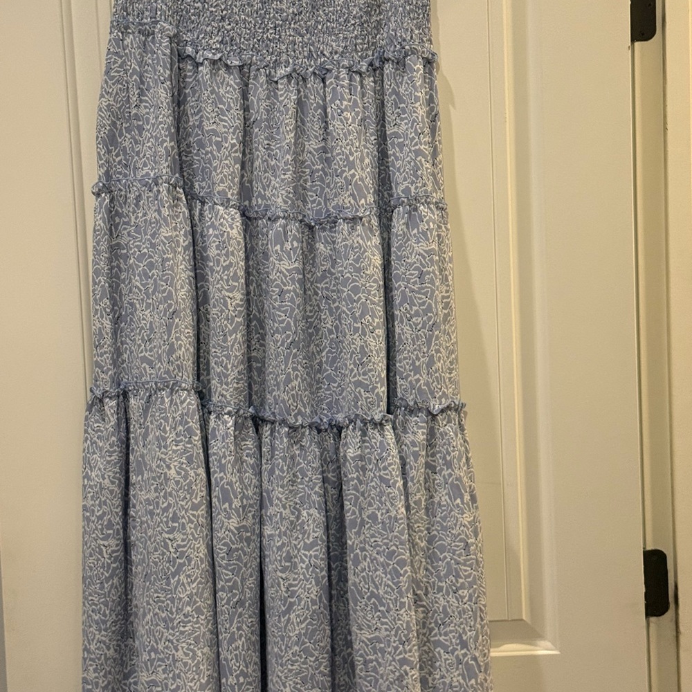 She + Sky Light Blue Floral Maxi Skirt